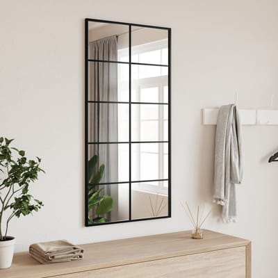 vidaXL - Wandspiegel - rechthoekig - 50x100 - cm - ijzer - zwart