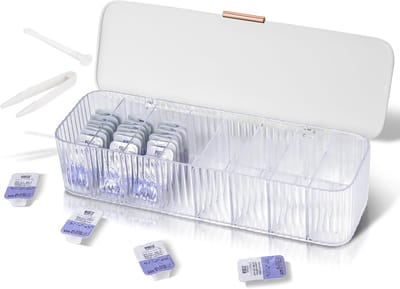 Opbergdoos voor wegwerplenzen - Dispenser voor wegwerplenzen - Doorzichtige plastic doos voor alle merken wegwerplenzen - wit