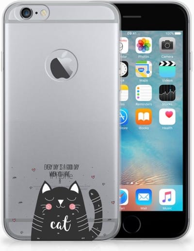 Back Cover voor Apple iPhone 6 Plus | 6s Plus Telefoonhoesje met Naam Cat Good Day