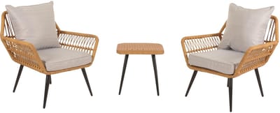 Poly-rattan set MCW-N34, balkonset tuinset zitgroep stoel bijzettafel ~ lichtgrijs