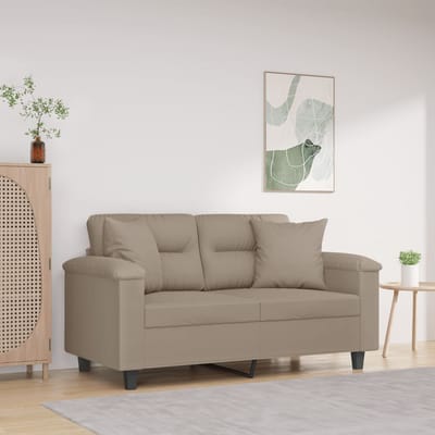 vidaXL - Tweezitsbank - met - kussens - 120 - cm - microvezelstof - taupe
