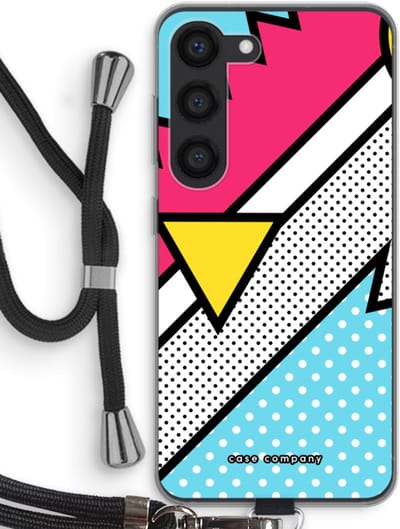 Hoesje met koord geschikt voor Samsung Galaxy S23 hoesje met Koord - Pop Art #3 - Telefoonhoesje met Zwart Koord - Bescherming aan alle Kanten en Over de Schermrand