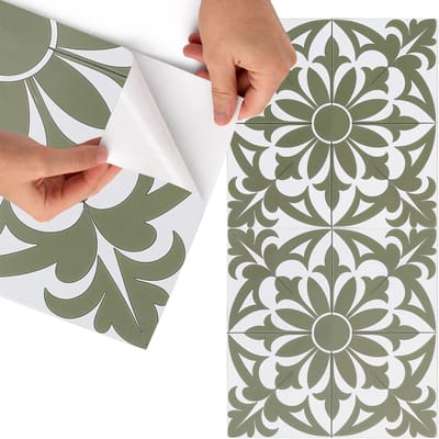 Tulup Meubelfolie - Groene bladeren Plakfolie Meubels - 75x150 cm - Groente Meubelfolie - Wrapfolie Keuken - Geometrische Meubelfolie - Decoratiefolie - Tafeldecoratie - Geometrische