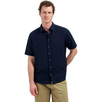 NO-EXCESS blauwe heren overhemd   Punt kraag   Regular fit   Geen zakken   Knoopsluiting   Duurzaam   Korte mouw Blauw S
