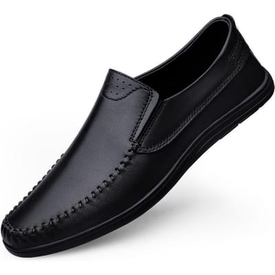 Nieuwe Herenschoenen Lente en Herfst Echt Leer Heren Jeugd Zakelijk Casual Leren Schoenen Instappers Comfortabele Lage Pumps Gommino 45 black