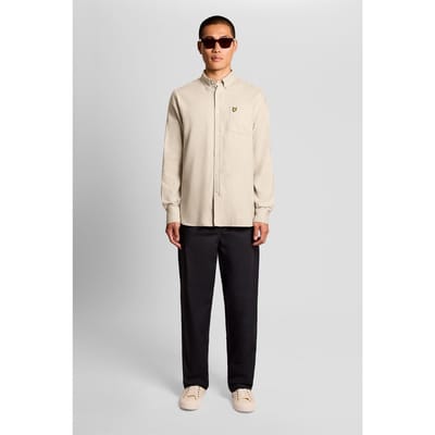 Lyle & Scott Plain Flannel Shirt Putty Maat: S | Casual Overhemden Outlet | Heren