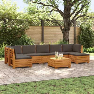 vidaXL - 8 - st - Buiten - bank - set - Massief - Acacia - Hout - Bruin