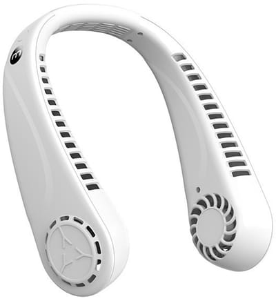 Draagbare nekventilator met scherm en 5 windsnelheden, oplaadbaar via USB, geschikt voor werk, reizen en buitengebruik (wit)