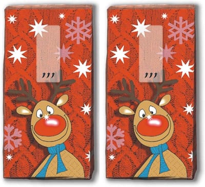 Zakdoekjes Set - Papieren Zakdoekjes - Winterse Gelegenheid - 4-Laags Comfort - 20 Stuks - Rood