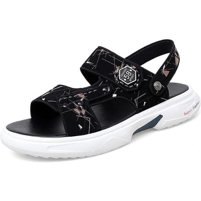 Heren Pantoffels Zomer Nieuw Zachte Zool Antislip Dubbel Gebruik Strand Schoenen Trendy Veelzijdig Ademende Sandalen Rij Schoenen 44 black