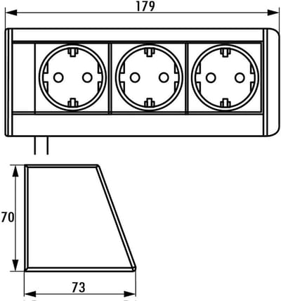 Inbouw stopcontact element voor onder keukenkast - 3 voudig - Zilver
