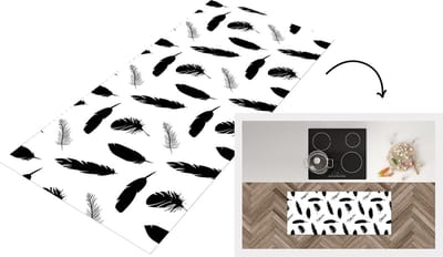 Keukenloper - Loper keuken - Veren - Zwart Wit - Patroon - 120x50 cm - Keukenloper vinyl