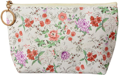 Clayre & Eef Toilettas Dames 21x5x13 cm Beige Roze Synthetisch Bloemen