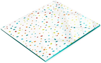 Decoratieve glazen snij- en serveerplank met kleurrijke stippen, 60x52 cm