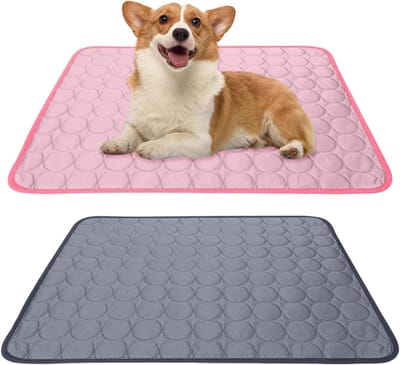 SnelShoppen - 2 stuks koelmatten voor katten en honden, 70 x 55 cm hondenkoeldeken, ademende huisdiermat voor thuis, onderweg of in de auto (roze, don