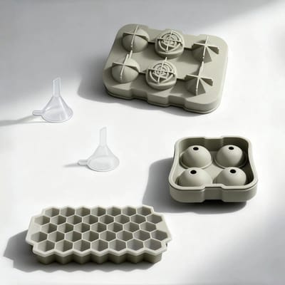 Drie-delige siliconen mallen set, ijsblokjes tray met deksel, ideaal voor ijsblokjes en cakevormen in Morandi kleuren, inclusief mini trechter voor eenvoudig vullen