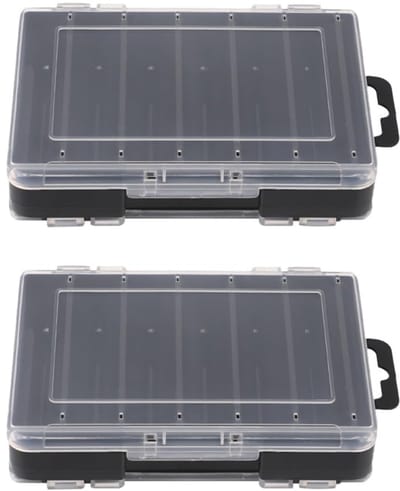 Dailygoods- Tackle Tray Dubbelzijdig Ontwerp - Viskoffer - Opslag Organizer - Ademend met Afvoergaten - 12 Compartimenten - Transparante Deksel - Visdoos