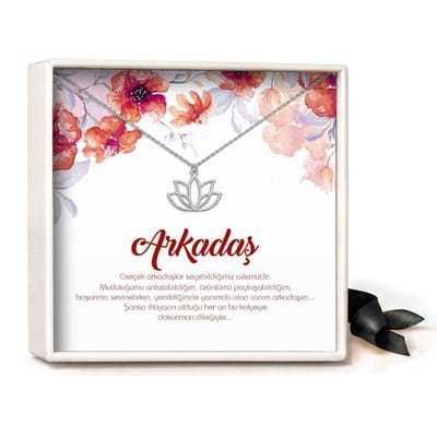 Pera Jewelry - 925 sterling zilveren Lotus ketting - Lotus Kolye – Arkadaş - Collier - Ketting Dames - Ketting met Hanger