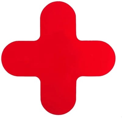 Kruis (X-stuk) Rood 290 x 290 mm - vloersticker met vlakke toplaag