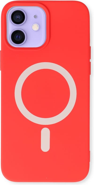 Casemania Hoesje Geschikt voor Apple iPhone 12/12 Pro - Rood - Magnetische Siliconen Back Cover