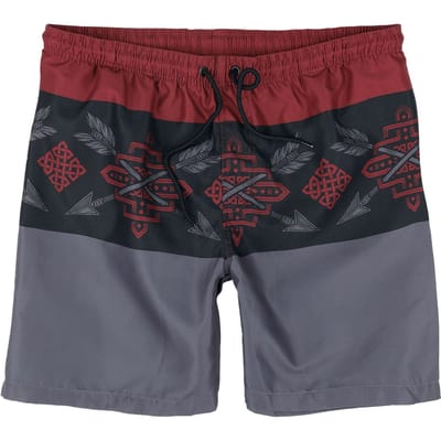 Black Premium by EMP Zwembroek - Tricolor Swim Shorts with Arrow Print - S tot XXL - voor Mannen - rood-zwart