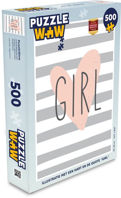 Puzzel Illustratie met een hart en de quote "Girl" - Legpuzzel - Puzzel 500 stukjes