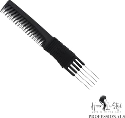 Haar in Stijl® Kam 06979 - Carbon Antistatische 5 punt Haak en Toupeer kam