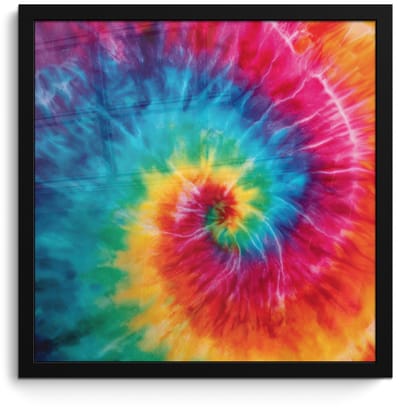 Poster in lijst - Fotolijst 40x40 cm - Posters - Regenboog - Tie dye - Kleurrijk - Blauw - Posterlijst zwart - Decoratie - Wanddecoratie woonkamer - Muurdecoratie slaapkamer