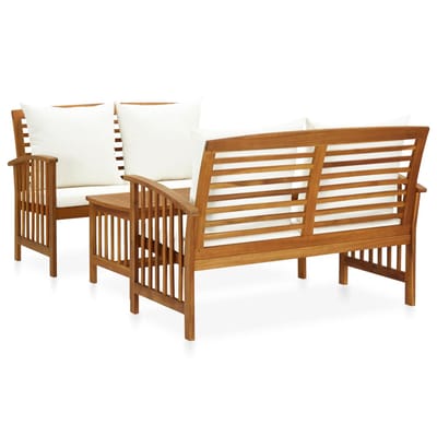 vidaXL - 3-delige - Loungeset - met - kussens - massief - acaciahout