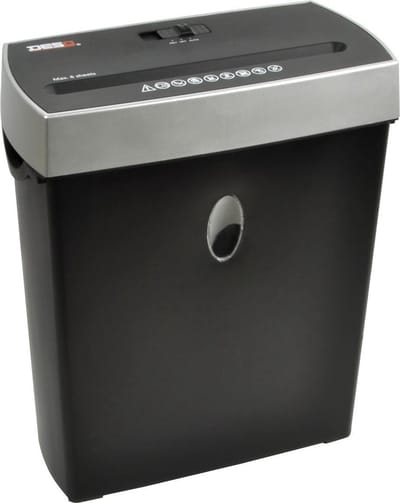 DESQ® Papierversnipperaar 8 vel - P4 - Cross Cut 4 x 38mm - 11 liter - Ook creditcards - Snipper model - AVG-Proof - Mat zwart - Dutch Design