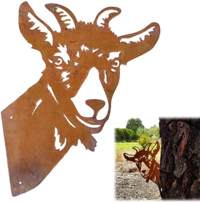 Dailygoods - 1 Stuk Roest Decoratie voor Tuin Tuindecoratie Gemaakt van Roest Metaal Farm Peeping Schaap met Schroef Farm Decor voor tuinen, decoratie van de boerderij, observatiedieren (Schaap)