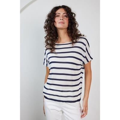 DIDI Pullover Tonia Offwhite Blue Stripe Maat: 34-36 | Sweaters Outlet | Dames | Blauw