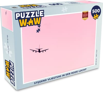 Puzzel Stijgend vliegtuig in een roze lucht - Legpuzzel - Puzzel 500 stukjes