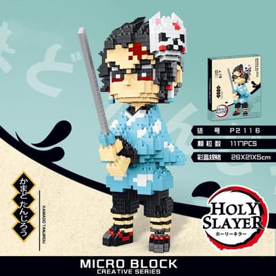 Demon Slayer Anime Micro Bouwstenen Japanse Anime Karakters Mini Bakstenen Creatieve Kinderen Cadeaus Educatief Speelgoed No box beige