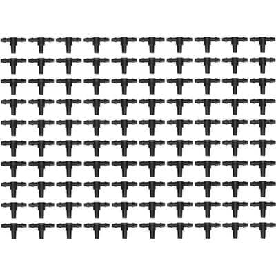 100 STUKS 4/7 Slangconnector T-stuk Koppelstukken voor Tuindruppelirrigatie Bewateringssysteem black