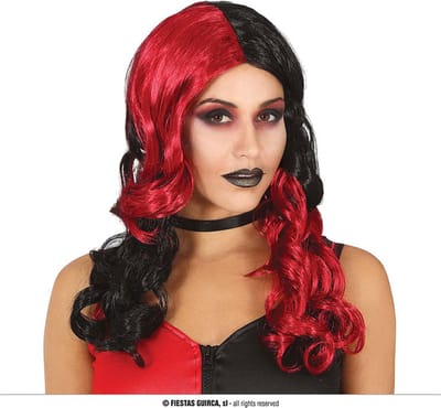 Fiestas Guirca - Pruik Rebel Harlequin - Halloween Pruik - Halloween accessoires - Halloween outfit - Pruiken - enge pruiken