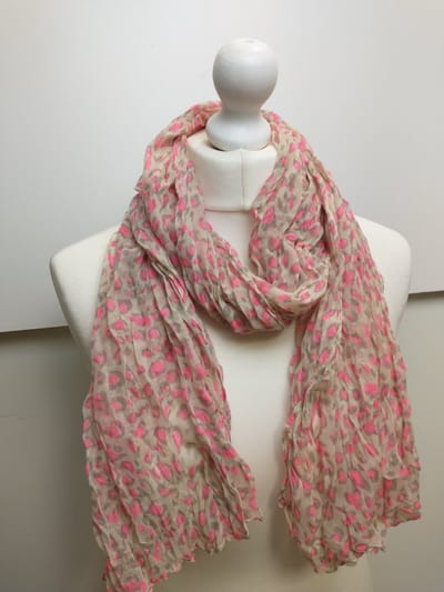 Lange dames sjaal Mayte fantasiemotief roze beige taupe