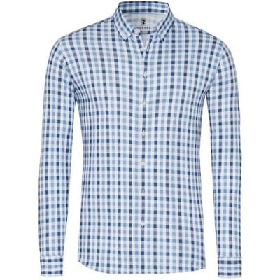 Desoto Overhemd Allover Check Casual Button-Down Lichtblauw-Blauw / male