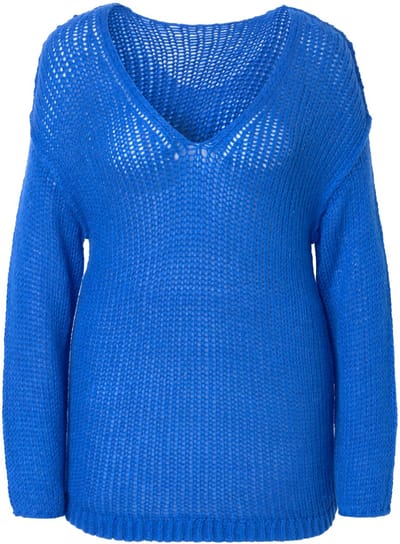 Angel of Style - Dames - Trui oversized ballonmouw V-hals - Blauw - Maat 54