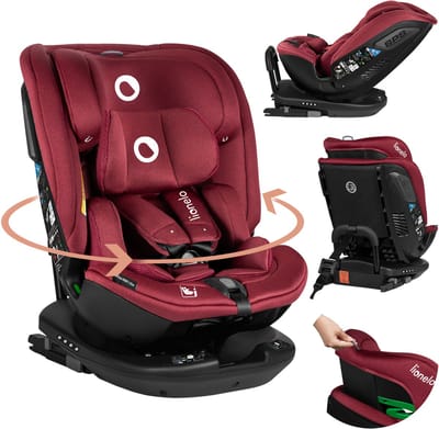 Lionelo Bastiaan RWF i-Size Autostoel 0-36 kg – ISOFIX – 360° Draaibaar – i-Size R129 – Achterwaarts & Voorwaarts – Zijbescherming – Tri-Guard Hoofdsteun – Vanaf Geboorte tot 12 Jaar