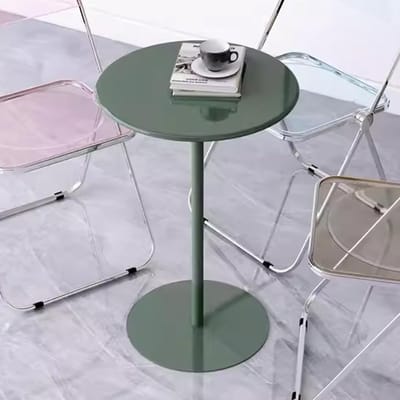 Ronde Bartafel - Hoge Keukentafel - Gezellig Borrelen - Stabiel Metalen Voetstuk - 40x40x50cm - Zwart