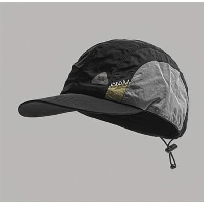 Casquette de baseball unisexe à bord plat Séchage rapide Cordon de serrage Protection solaire Casquettes Protection UV Chapeaux fins de randonnée Été black