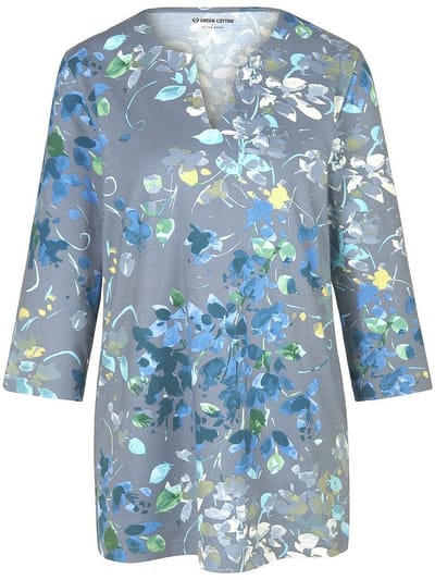 Shirt Erika splitneck 100% katoen Van Green Cotton multicolour