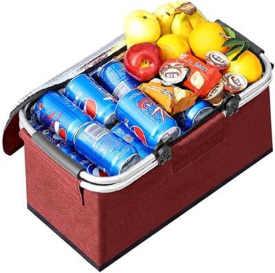 Unyqoos® Opvouwbare Picknick- en Boodschappenmand met Koelvak en Handvat, 25 Liter Capaciteit