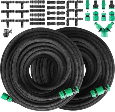M-Goods - Zweetslang 100M - Druppelslang 1/2 Inch - Ondergrondse Tuinirrigatie - Waterbesparend Irrigatiesysteem - Inclusief Koppelingen & Accessoires
