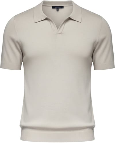 OMBRE Polo - Slim Fit - Viscose - Korte Mouw Lichtgrijs S