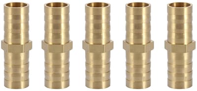 Allecto - Messing Ribbelige Pipe Connector - 2-Weg aansluiting - 10mm - 5 Stuks - Duurzaam en betrouwbaar - Geschikt voor leidingen - Eenvoudige in...