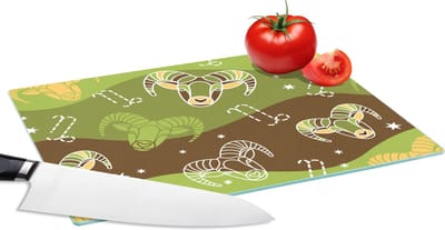 Glazen Snijplank - 28x20 - Steenbok - Design - Astrologie - Snijplanken Glas