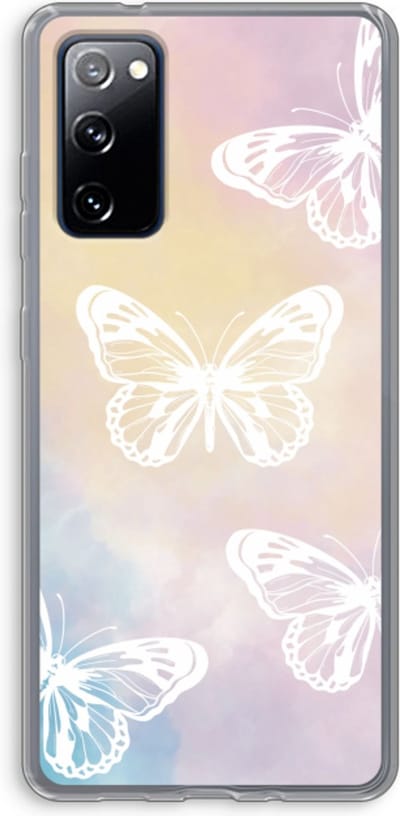 Case Company® - Hoesje geschikt voor Samsung Galaxy S20 FE / S20 FE 5G hoesje - White butterfly - Soft Cover Telefoonhoesje - Bescherming aan alle Kanten en Schermrand
