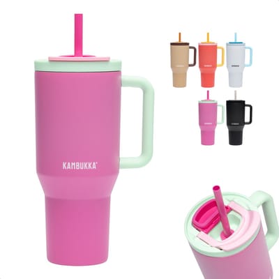 Kambukka Rio - Tumbler 950ml - Bubblegum Mint waterfles met Telescopisch rietje - Lek proof - BPA vrij